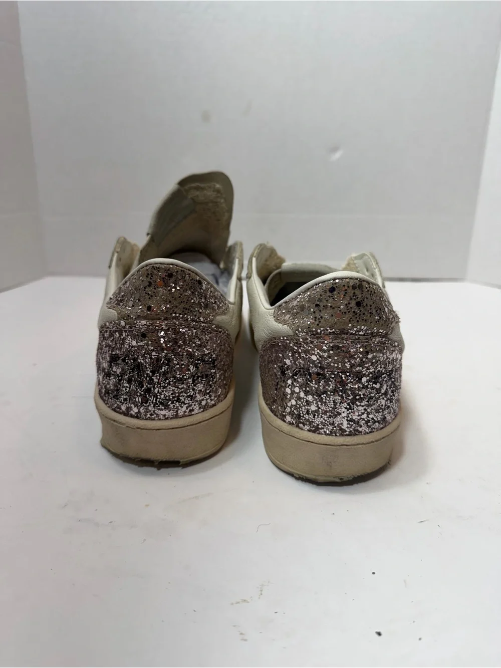 Golden Goose White Sneakers with Silver Glitter size 39(8.5US) no laces - Picture 4 of 10